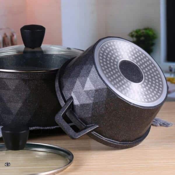 3 Piece Non stick Black Granite Pot Set