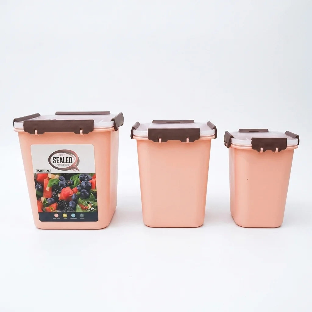3 Piece Sealed Fresh Box Plastic Storage Container Set