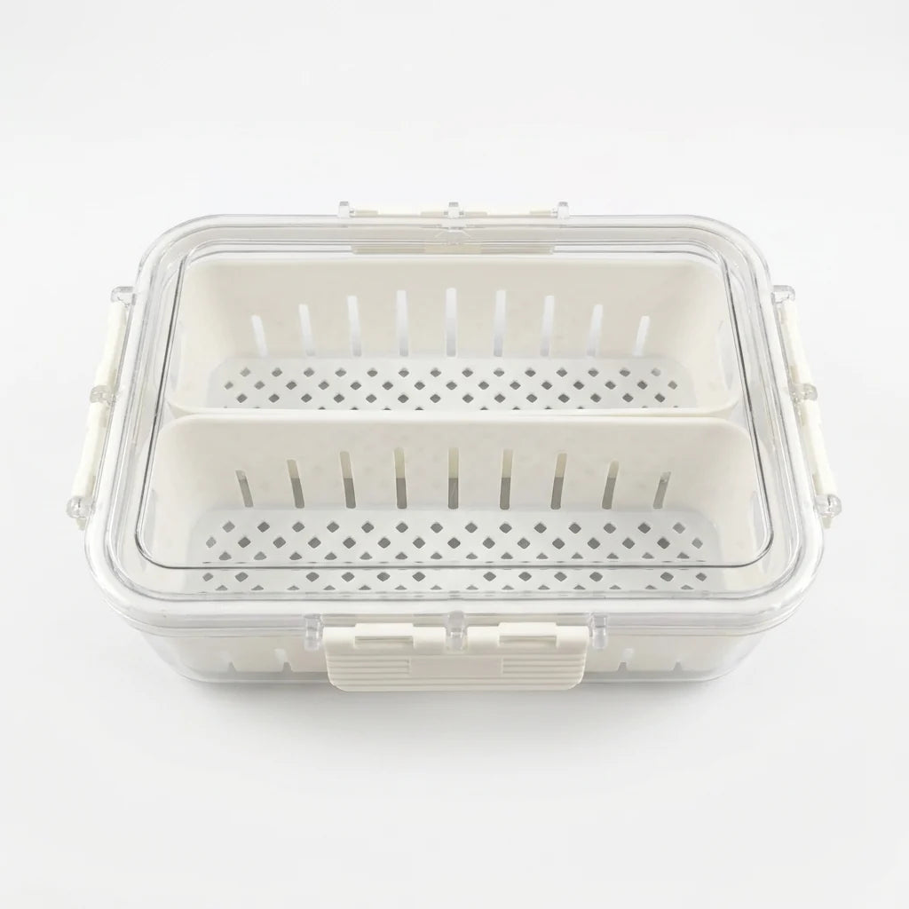 2 Section Plastic Snack Storage Container with Lid