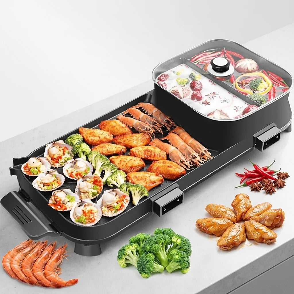 2 in 1 Electrical Barbecue Hotpot